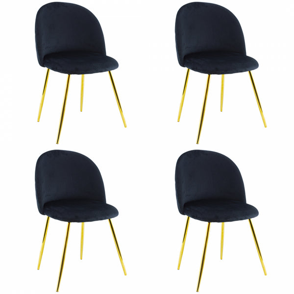 Set mit 4 Stühlen 50 x 45 x 80 cm aus samtigem Stoff mit schwarzgoldenen Füßen prezzo