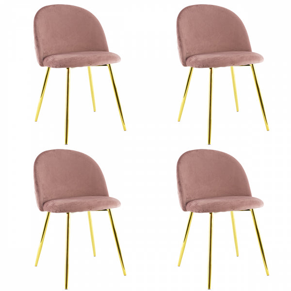 Set mit 4 Stühlen 50 x 45 x 80 cm aus samtigem Stoff mit Füßen in Antik-Roségold online
