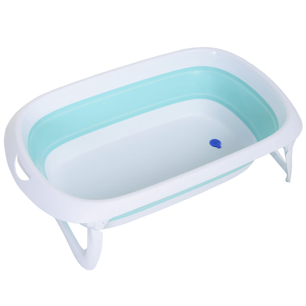 acquista Zusammenklappbare rutschfeste Babybadewanne mit blauem Ablauf