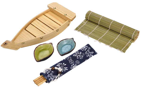 sconto Sushi-Set mit Essstäbchen aus Holz und Bambusmatte