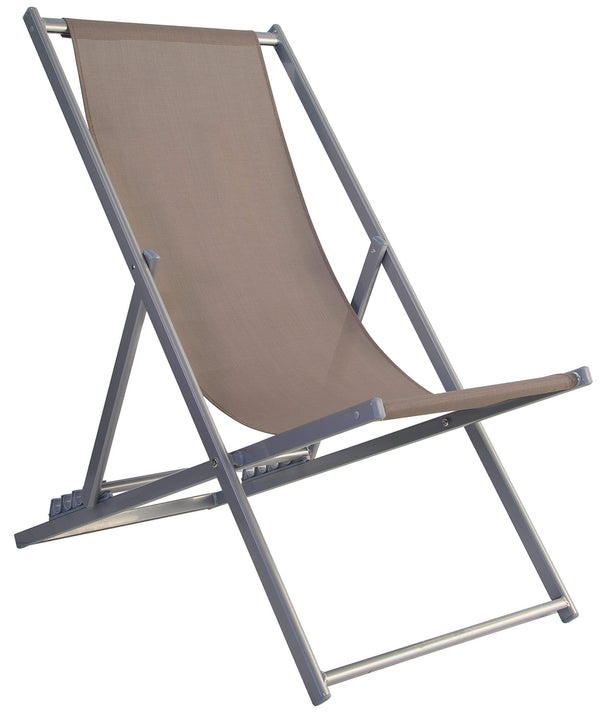 sconto Klappbarer Liegestuhl 128 x 58 x 48 cm aus Aluminium und taupefarbenem Textilene
