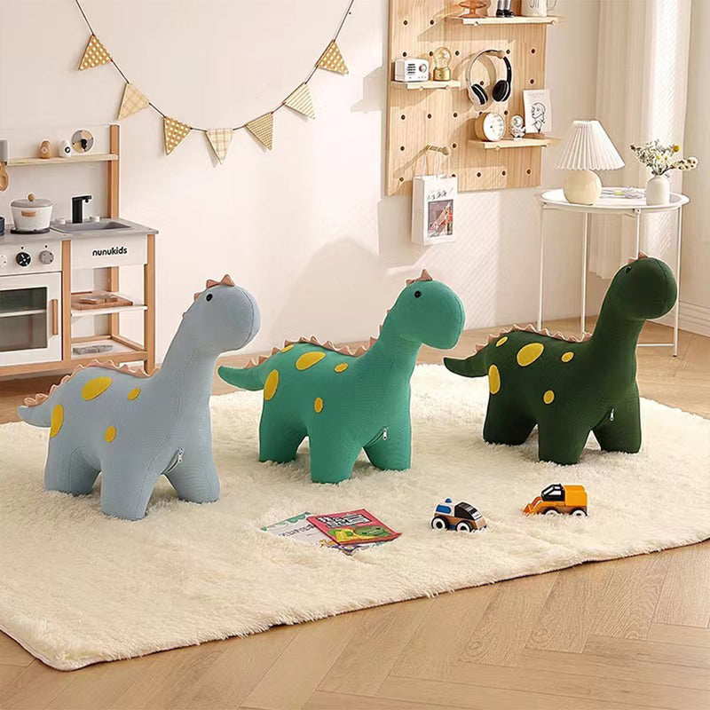 Sedia Poltrona per Bambini a Forma di Dinosauro 90x30x50 cm con Seduta Morbida Grigio-3