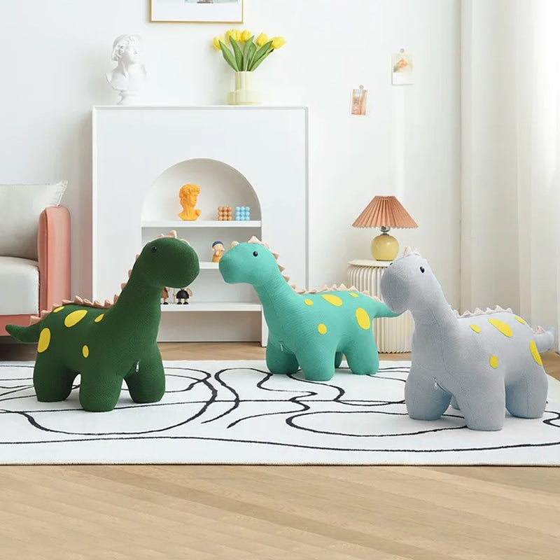 Sedia Poltrona per Bambini a Forma di Dinosauro 90x30x50 cm con Seduta Morbida Grigio-4