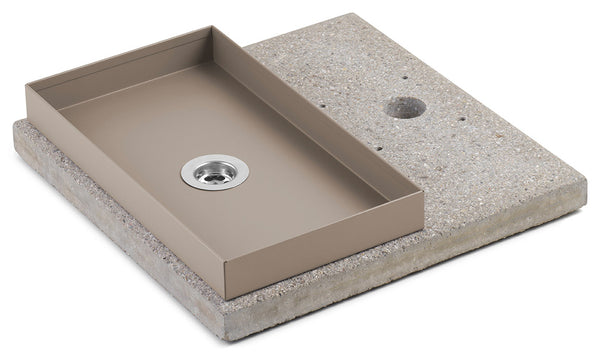 Sockel mit Tablett für Springbrunnen mit großem Ring 40x40x5 cm in Zement Belfer 42/BSE/5 Tortora sconto