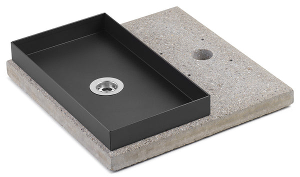 sconto Sockel mit Tablett für Springbrunnen mit großem Ring 40x40x5 cm in Zement Belfer 42/BSE/5 Anthrazit