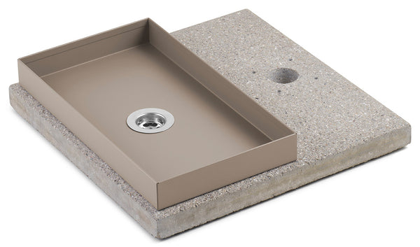 sconto Sockel mit Tablett für Springbrunnen mit kleinem Ring 40x40x5 cm aus Zement Belfer 42/BSE/6 Tortora