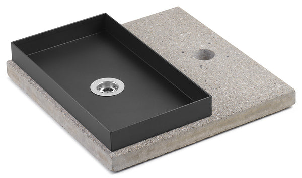 Sockel mit Tablett für Springbrunnen mit kleinem Ring 40x40x5 cm in Zement Belfer 42/BSE/6 Anthrazit online