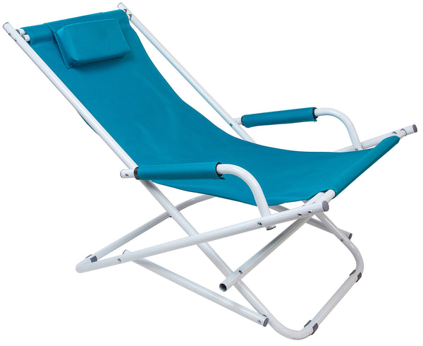 prezzo Liegestuhl klappbar neigbar 98x61x72 cm aus Stahl und 600D Oxford Stoff Türkis
