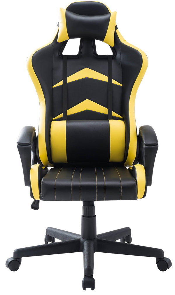 sconto Ergonomischer Gaming-Stuhl aus Kunstleder Höhenverstellbar Motti Jerez Schwarz und Gelb