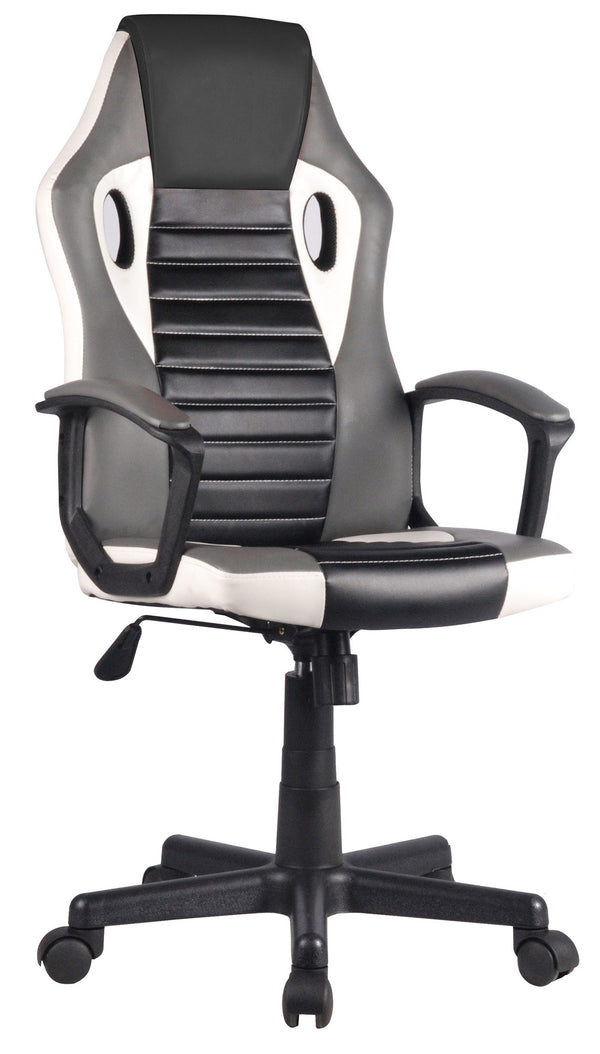 sconto Ergonomischer Gaming-Stuhl 59 x 62 x 119 cm aus schwarzem und grauem PVC