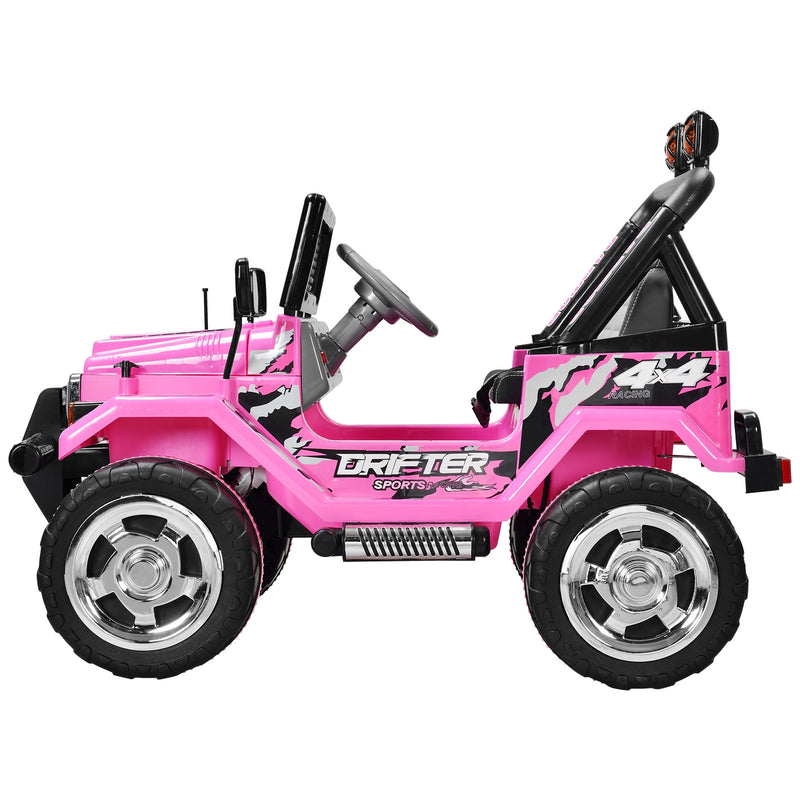 Macchina Elettrica per Bambini 12V 2 Posti Happy Kids Fuoristrada Pink Rosa-9