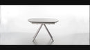 Ausziehbarer Tisch 120/180x90x76 cm aus Metall mit Keramikplatte auf weißem Marmorglas