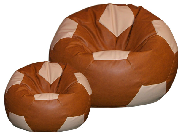 Bean Bag Hocker Ø100 cm aus Kunstleder mit Fußstütze Baselli Fußball Braun und Kaffee prezzo