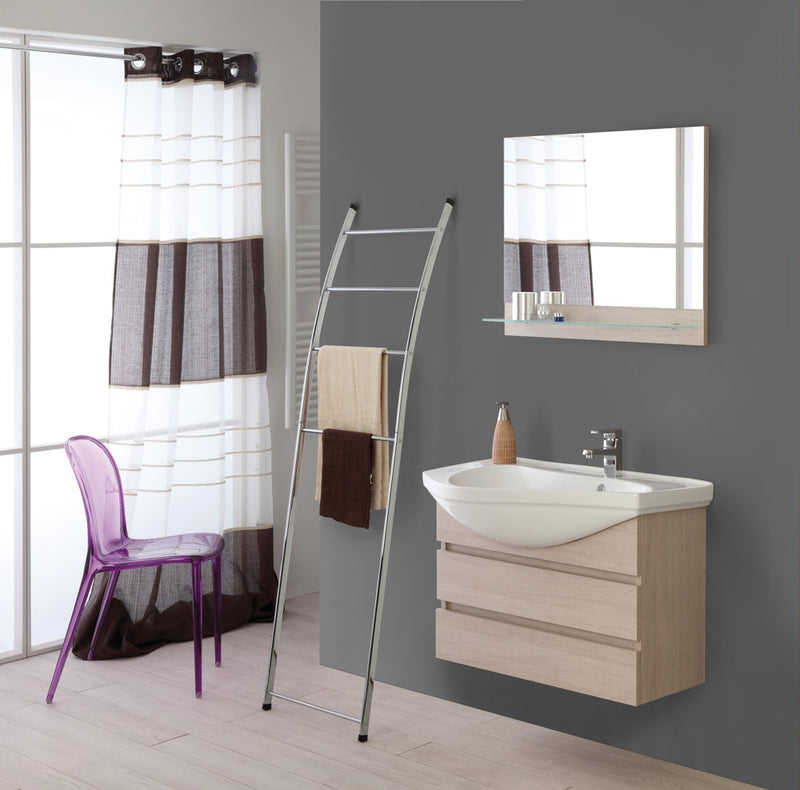 Mobile da Bagno Sospeso Rovere Chiaro Composizione Bagno 80Cm Magnum-4