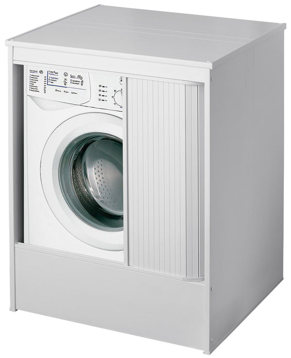 sconto Waschmaschinenabdeckung für den Außenbereich aus PVC 70 x 94 x 60 cm mit Rollladen Forlani Esterni Roc White