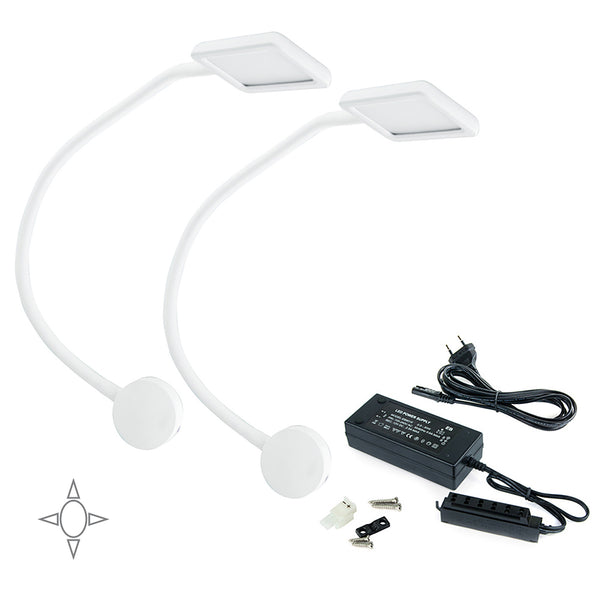 acquista Emuca Quadratische Kuma Led Wandleuchte Flexibler Arm Berührungssensor Weißes Licht Kunststoff Schwarz 2 Stück