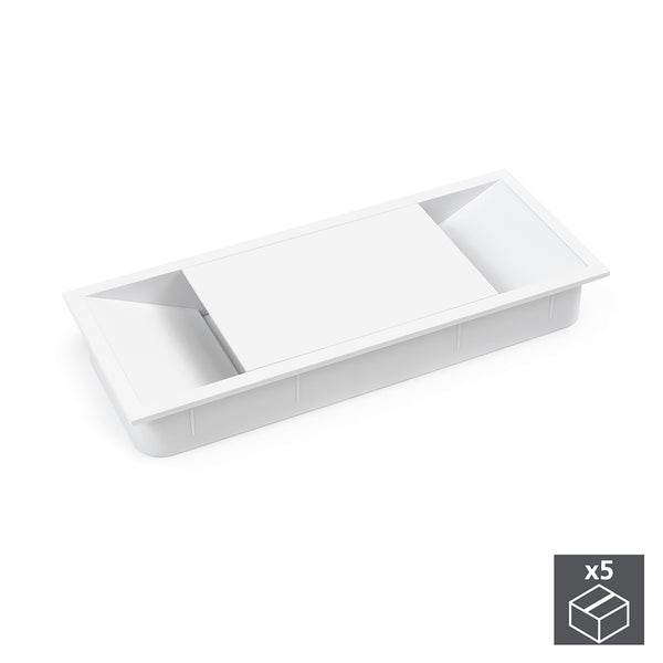 acquista Rechteckige Einbau-Tischdurchführung 152 x 61 mm Kunststoff Weiß 5 Stück Emuca