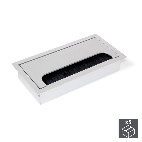 acquista Emuca Aluminium Set mit 5 rechteckigen versenkten Kabeltüllen für Schreibtische 16x8 cm
