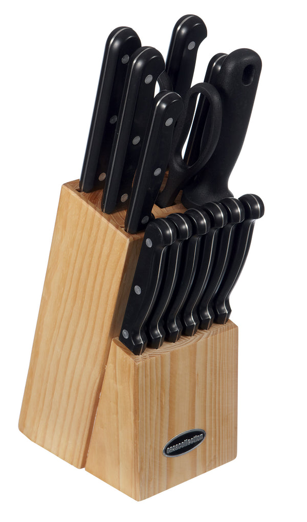 Holzblock 11 Messer 1 Schere 1 Spitzer Kollektion Schwarz prezzo