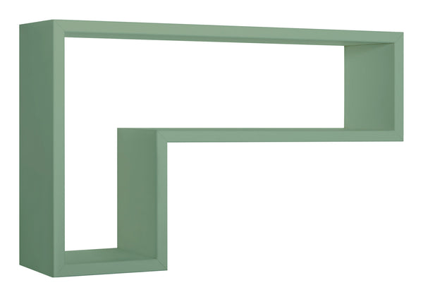 Mensola da Parete a Forma di L 61x37x15,5 cm in Fibra di Legno Lettera Verde Acqua Marina-1