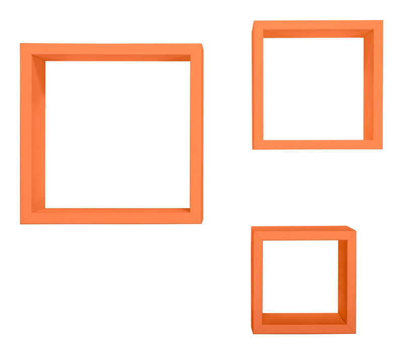 Set 3 Mensole da Parete Cubo in Fibra di Legno Rubic Arancio-4