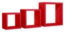 Set 3 Mensole da Parete Cubo in Fibra di Legno Rubic Rosso-1
