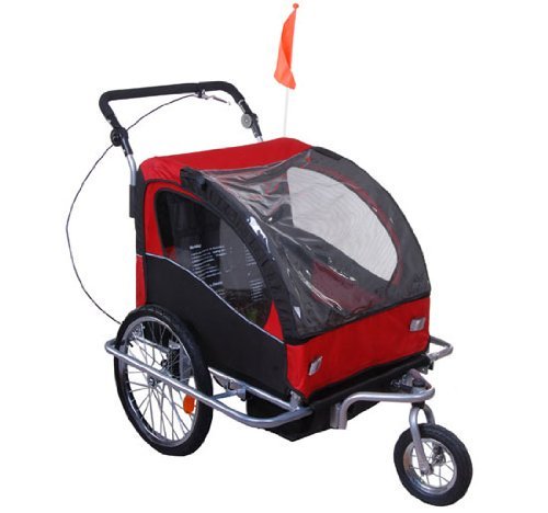 2 in 1 roter und schwarzer Fahrradtrolley und Kinderwagen online
