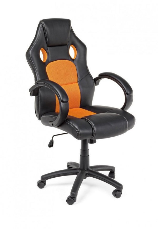 Gaming-Stuhl aus Mesh und schwarz-orangem Racing-Kunstleder acquista