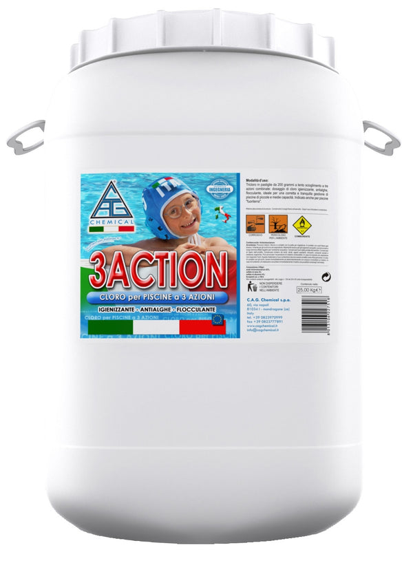 online Chlortabletten von 200gr 3 Algenaktionen für Schwimmbäder 25 Kg Cag Chemical 3ACTION