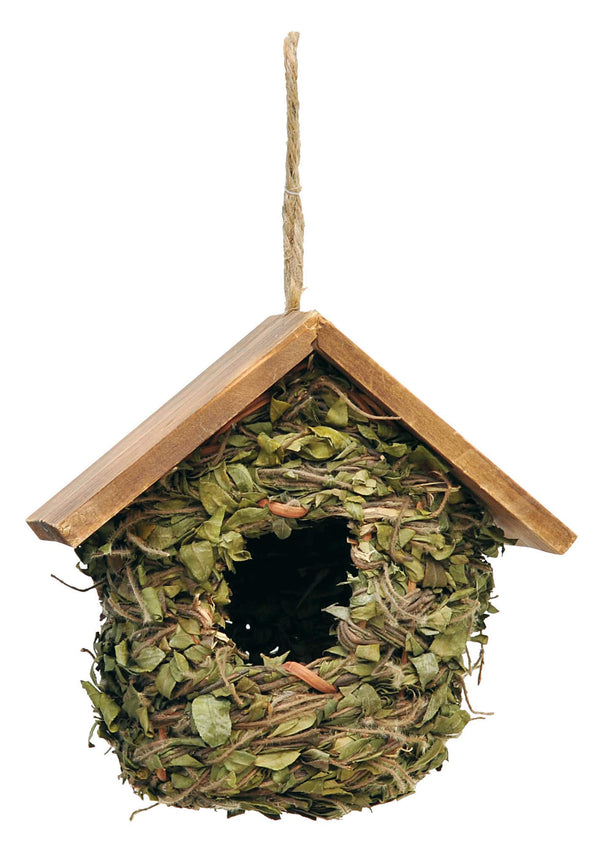 Vogelhaus 18 x 18 x 17 cm mit Blättern und Dach aus Rama-Holz acquista