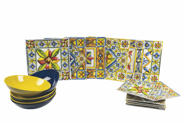 Tafelservice 18 Teile aus Porzellan und mehrfarbigem Steinzeug Villa d'Este Home Tivoli Costiera online