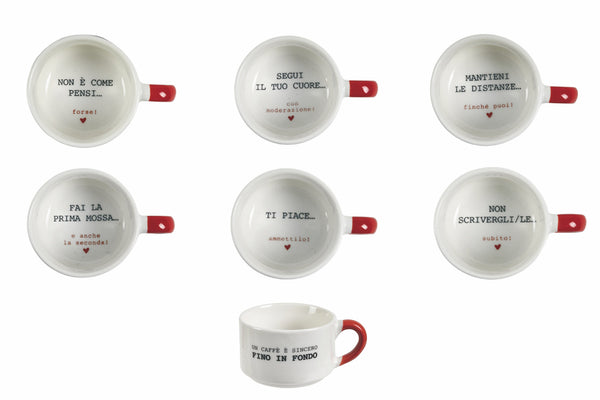 online Set mit 12 Kaffeetassen aus Porzellan 90 ml Villa d'Este Home Tivoli Caffeomanzia Love Cynical Mood