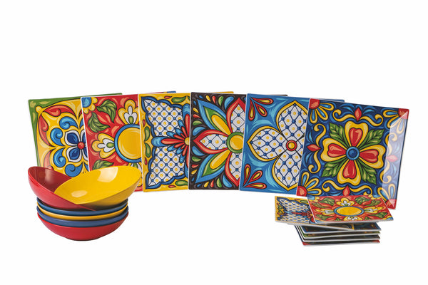 Tafelservice 18 Teile aus Porzellan und mehrfarbigem Steinzeug Villa d'Este Home Tivoli Riviera Maya prezzo