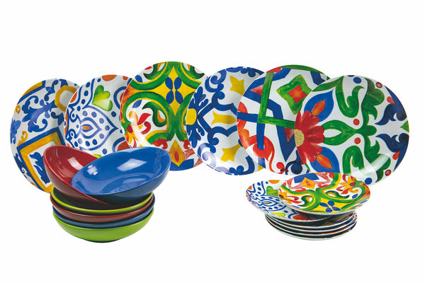 Tafelservice 18 Teile aus Porzellan und Steinzeug für 6 verschiedene Tischsitze Villa d'Este Home Tivoli Naxos online