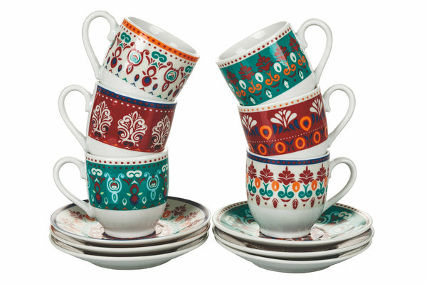 acquista Set mit 6 Kaffeetassen und Untertassen aus Porzellan Villa d'Este Home Tivoli Shiraz