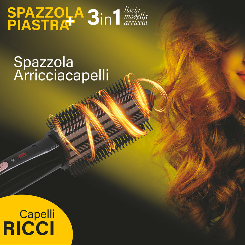 Spazzola Piastra e Arricciacapelli 3 in 1 25W Kooper Nero e Oro-10