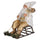 Weihnachtsmann-Puppe H60 cm mit Schlitten und Led aus goldfarbenem und weißem Stoff