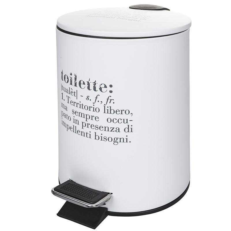 Pattumiera "Toilette" 3 Litri Ø17x23,5 cm in Plastica Villa D’este Home Tivoli Bianco-2