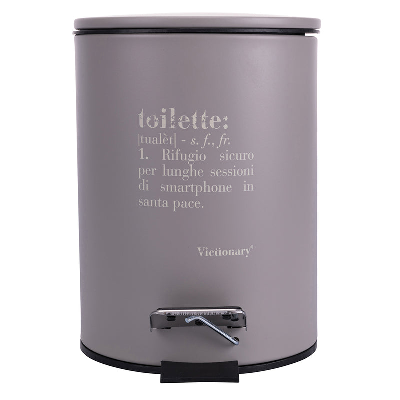 Pattumiera "Toilette" 3 Litri Ø17x23,5 cm in Plastica Villa D’este Home Tivoli Tortora-2