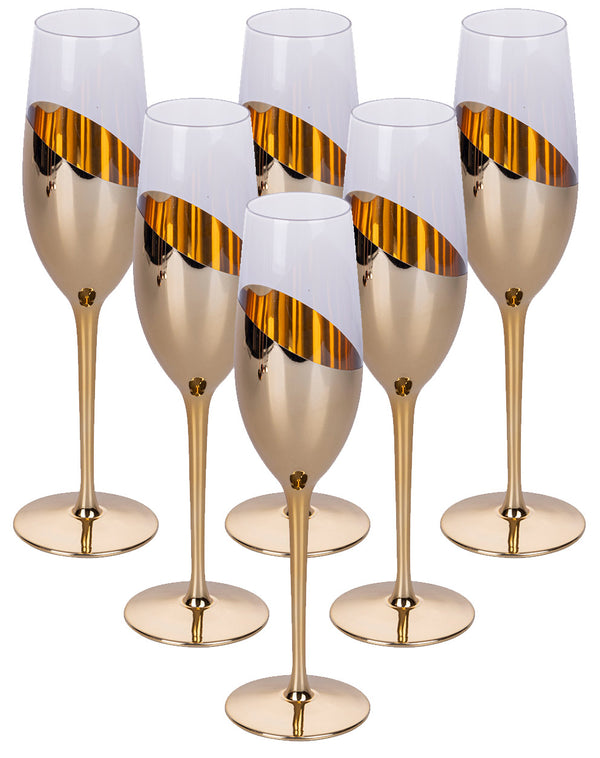 prezzo Set mit 6 Chic Flûte Champagnergläsern in Villa d'Este Home Tivoli Transparent und Goldglas