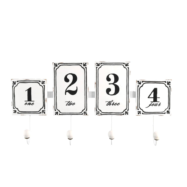 Weißer 4-Sitzer Metallbügel mit Zahlen 46x23x6,5 cm online