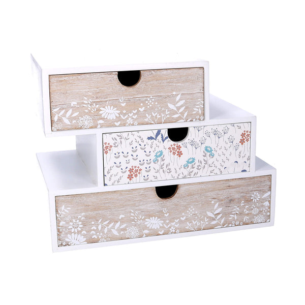 Aufbewahrungsbox aus Holz 3 Schubladen cm 25x15xh19 online