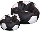 Poltrona a Sacco Pouf Ø100 cm in Similpelle con Poggiapiedi Baselli Pallone da Calcio Nero e Bianco-1