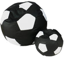 Poltrona a Sacco Pouf Ø100 cm in Similpelle con Poggiapiedi Baselli Pallone da Calcio Nero e Bianco-2