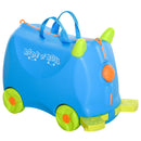 Valigia Trolley Bagaglio a Mano Cavalcabile per Bambini 4 Ruote Azzurra-1