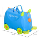 Valigia Trolley Bagaglio a Mano Cavalcabile per Bambini 4 Ruote Azzurra-3