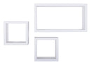 Set 3 Mensole Cubo da Parete Quadrato e Rettangolare in Fibra di Legno Tribù Bianco-3