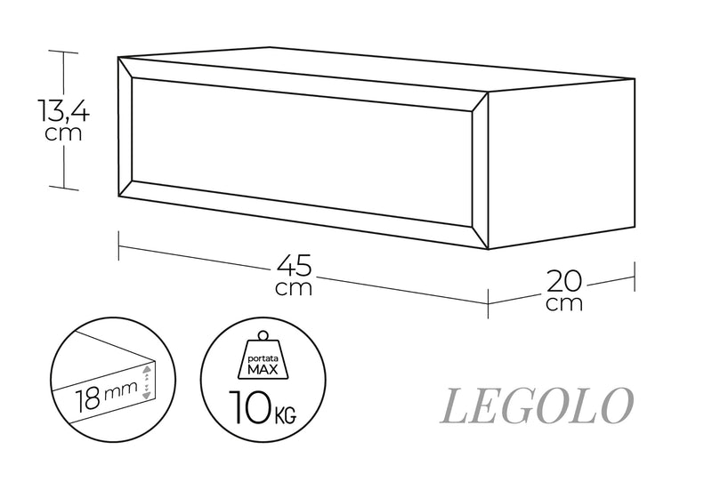 Mensola da Parete 1 Cassetto 45x13,4x20 cm in Fibra di Legno Lego Rovere Sagerau-6