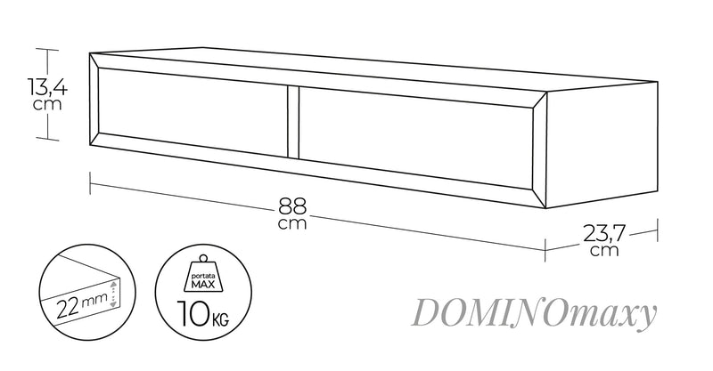Mensola da Parete con 2 Cassetti 88,2x13,4x23,7 cm in Fibra di Legno Domino Maxi Rovere Sbiancato-6