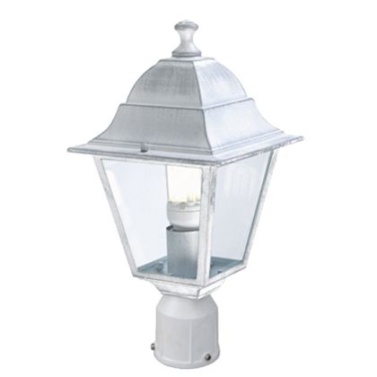sconto Gartenmast-Stirnlampe E27 60W aus Sovil-Aluminium in Weiß und Silber